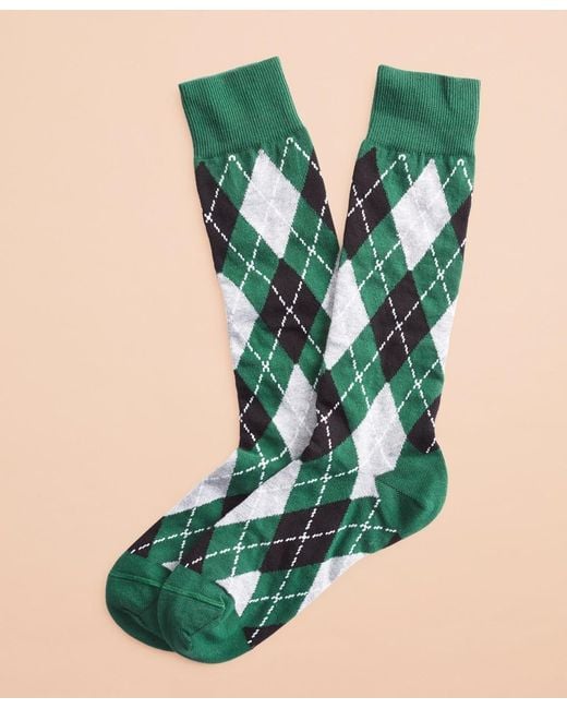 Brooks Brothers Green Argyle Stretch-cotton Knee Socks