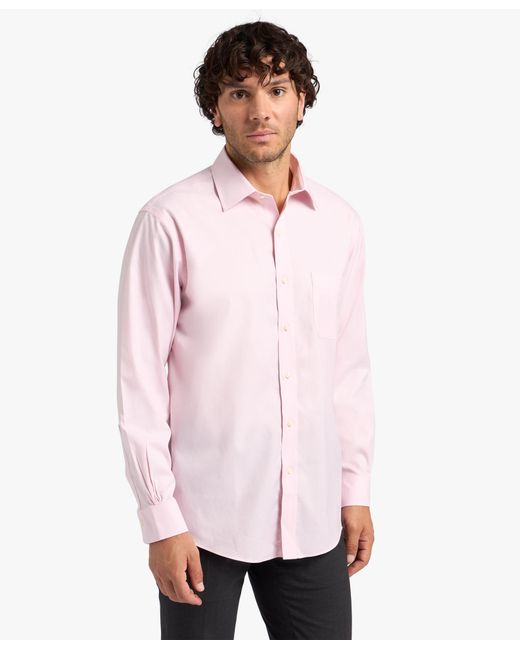 Brooks Brothers Pink Regular Fit Non-Iron Stretch Cotton Dress Shirt With Ainsley Collar for men