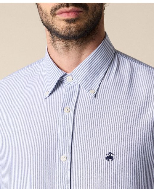 Brooks Brothers White Slim Fit Oxford Shirt With Button Down Collar for men