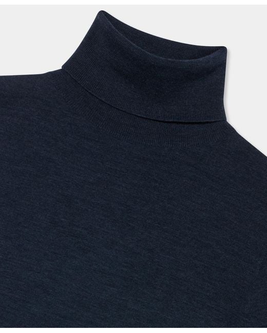 Brooks Brothers Blue Relaxed Diamond Merino Turtleneck Sweater