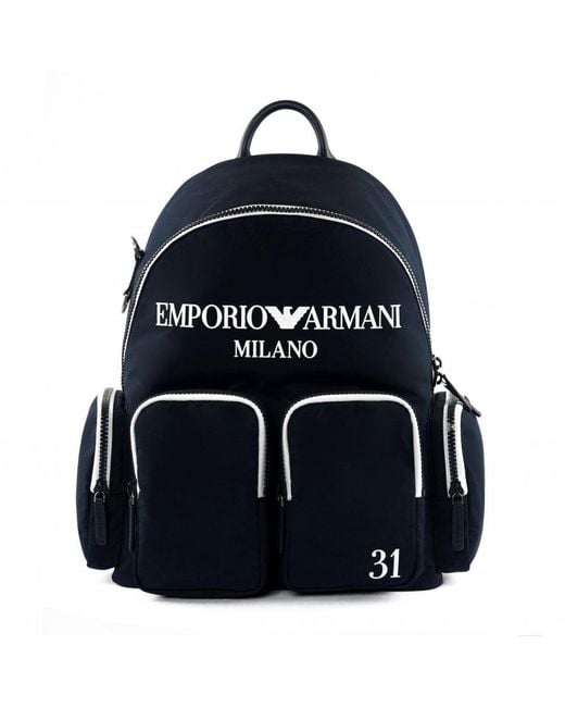 Emporio Armani Milano 31 Print Backpack in Blue for Men | Lyst
