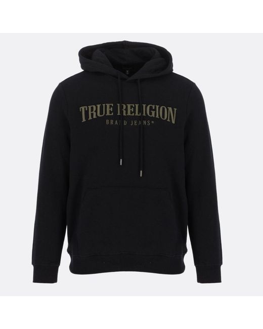 True Religion Black Logo Hoodie for Men Lyst