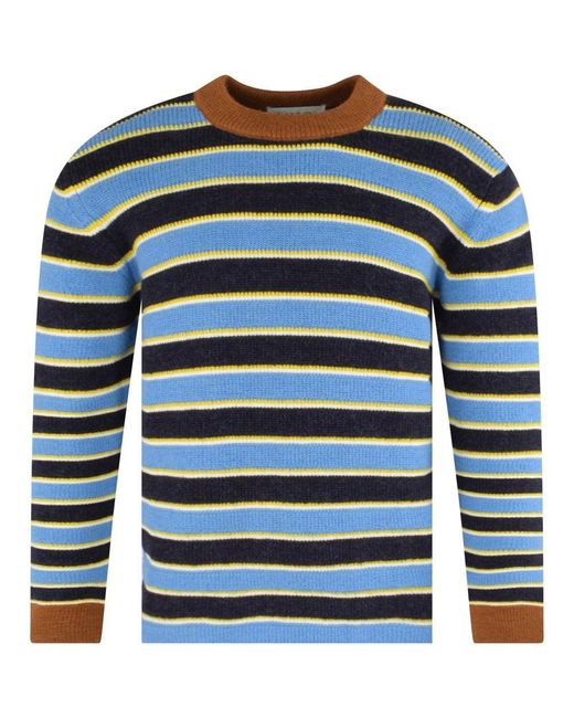 Lanvin Striped Knitted Jumper in Blue 
