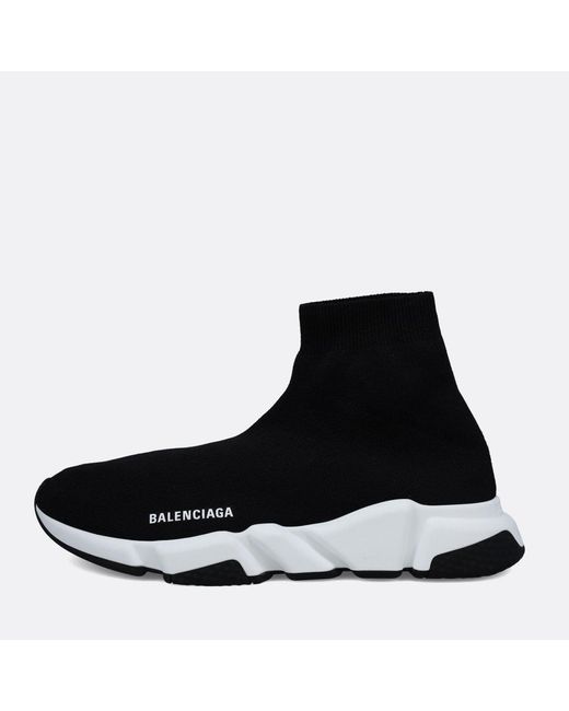 Balenciaga Black & White Recycled Knit Speed Runners for Men | Lyst