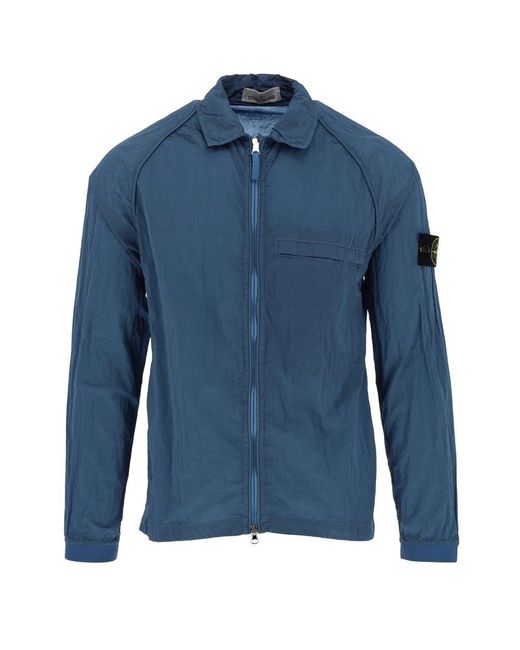 Stone Island Synthetic Blue Nylon Metal Econyl Packable Overshirt for Men |  Lyst