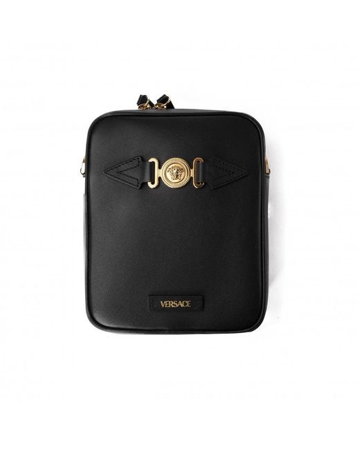 Versace Leather Medusa biggie Messenger Bag in Black for Men | Lyst UK