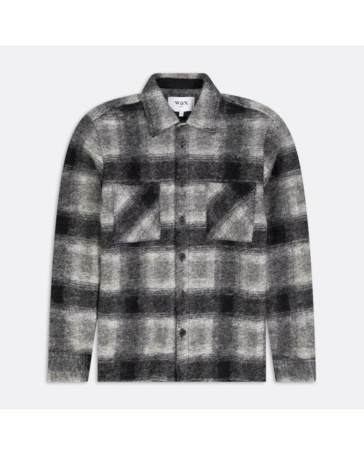 Wax London Charcoal Pine Wool Blend Whiting Overshirt in Gray for Men ...