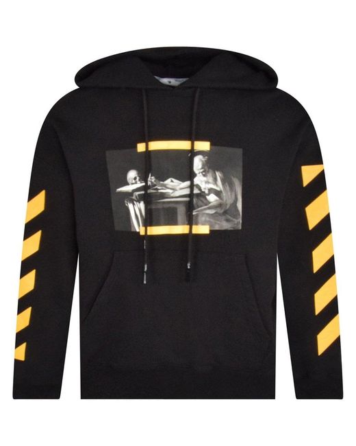 Off-White c/o Virgil Abloh Cotton Black & Yellow caravaggio Diagonal Striped  Pullover Hoodie for Men | Lyst