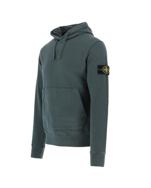 Stone Island Brushed Cotton Pullover Hoodie in Green for Men | Lyst Canada