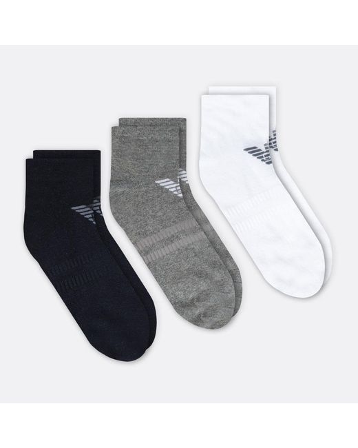 Emporio Armani Three Pack Trainer Socks in Grey for Men | Lyst Australia