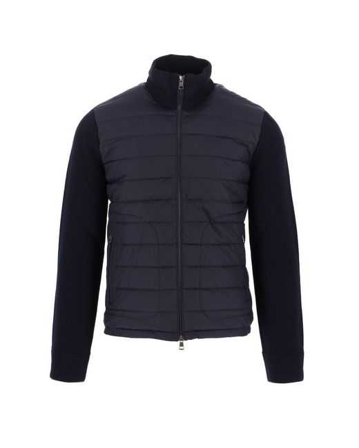 Moncler Padded Wool Cardigan in Blue for Men | Lyst