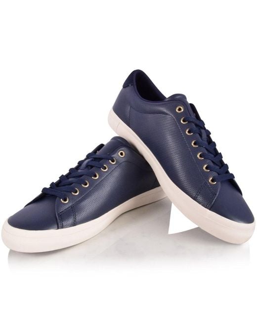 Polo Ralph Lauren Navy Vulcanized Leather Sneakers in Blue for Men - Lyst