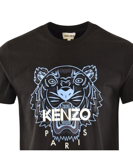 KENZO Cotton Black & Blue Tiger Head Motif T-shirt for Men - Lyst