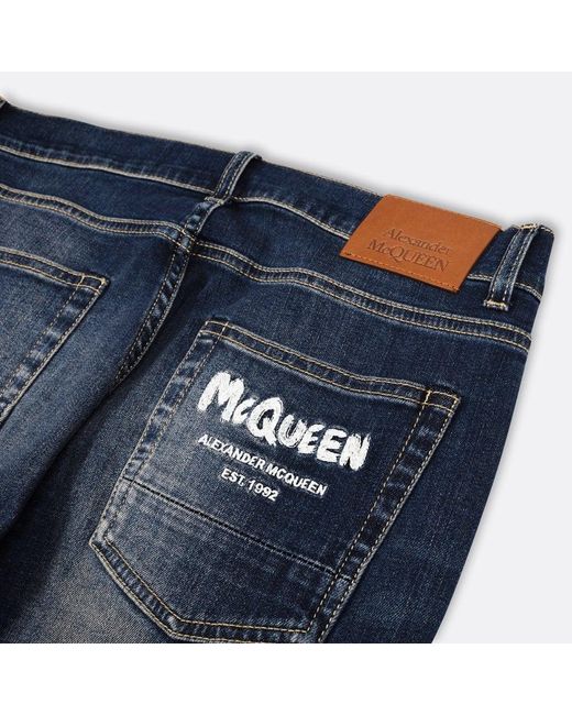 ALEXANDER MCQUEEN Graffiti Straight-Leg Logo-Embroidered Jeans for Men