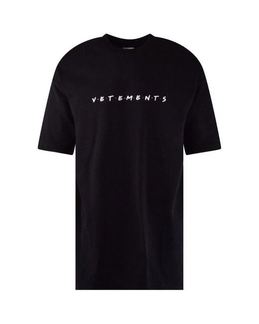 Vetements Cotton Black Oversized Friends Logo T-shirt for Men - Lyst
