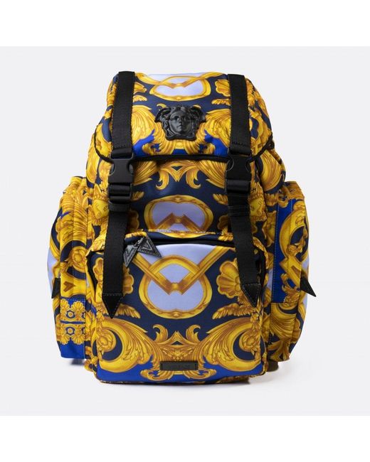 Versace Cobalt & Gold Barocco Backpack for Men | Lyst Canada
