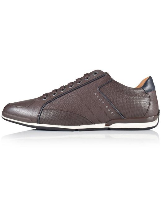 BOSS by HUGO BOSS Leather Casual Dark Brown Saturn Lowp Trainers for Men |  Lyst
