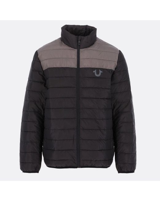 True Religion Black Logo Light Puffer Jacket for Men Lyst