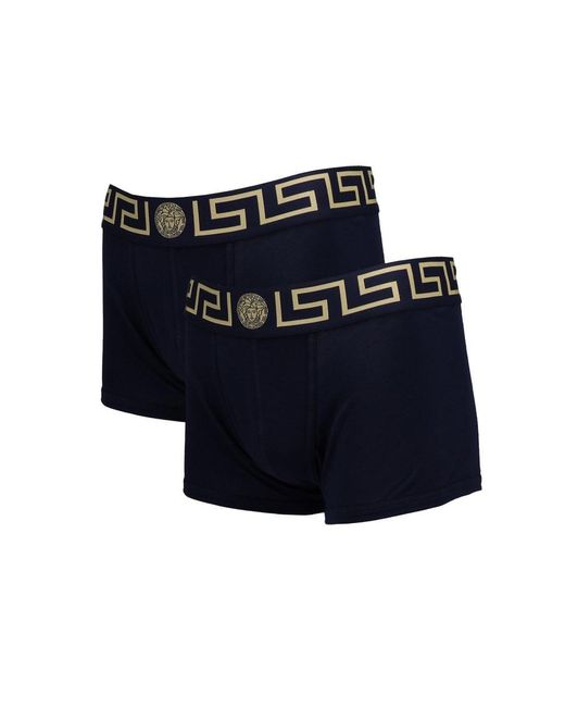 Versace Cotton Black & Gold Twin Pack Boxers in White/Navy (Blue) for Men |  Lyst