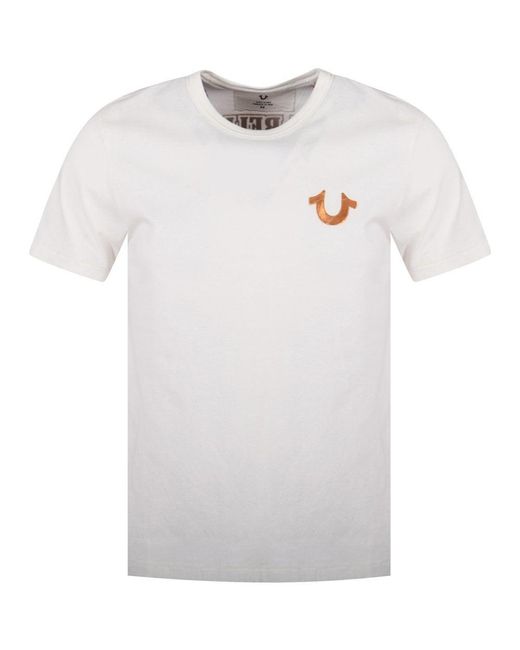 True Religion Denim Soft White/gold Logo Tshirt for Men Lyst
