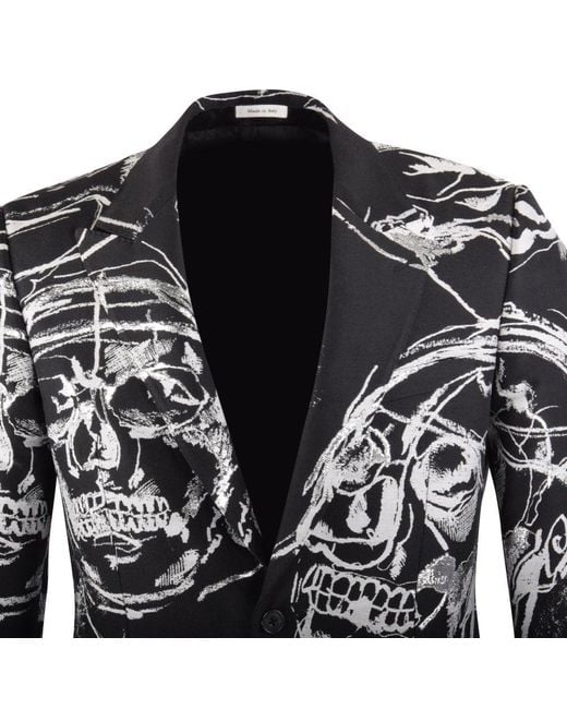 Alexander McQueen Cotton Black/ivory Skull Blazer for Men Lyst