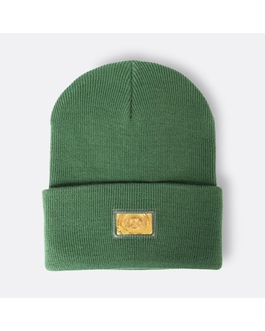 Advisory Board Crystals Green Holographic Logo Beanie for men