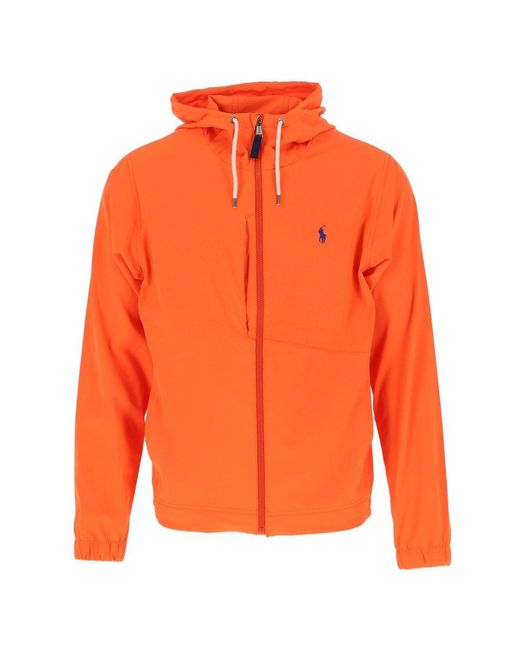 Polo Ralph Lauren Synthetic Orange Packable Hooded Jacket for Men - Lyst