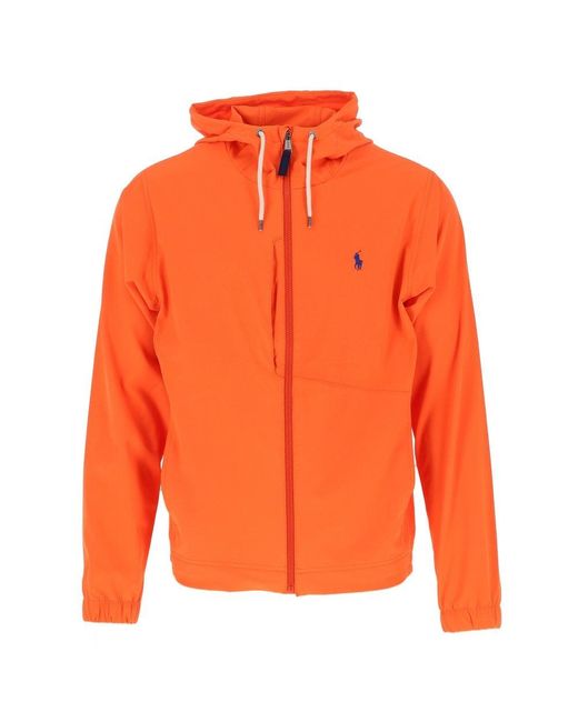 Polo Ralph Lauren Synthetic Orange Packable Hooded Jacket for Men Lyst