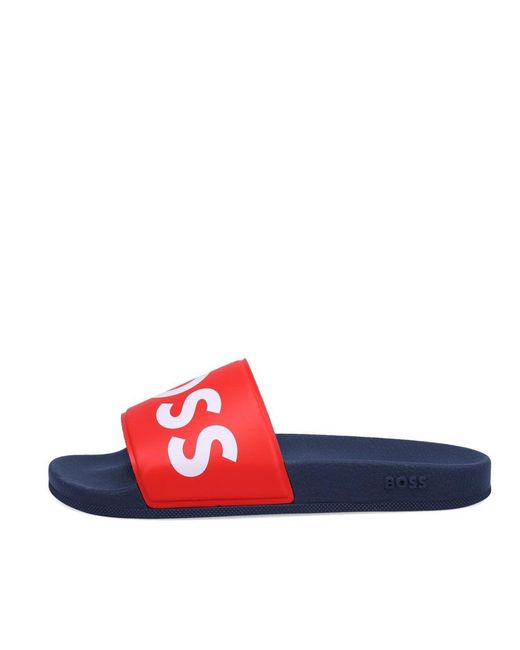 red hugo boss sliders