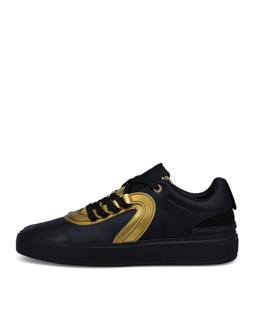 Balmain Leather Black & Gold B Skate Sneakers for Men | Lyst Australia