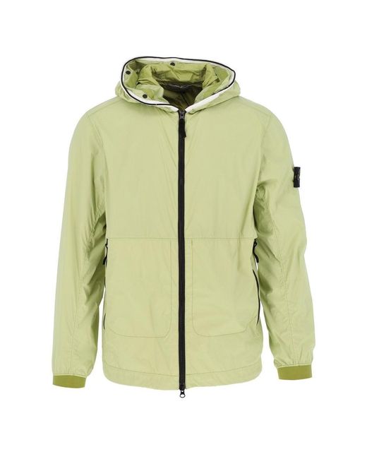 Stone Island Synthetic Hooded Jacket in Lime Green (Green) for Men | Lyst