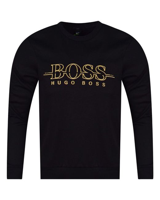 BOSS by HUGO BOSS Black/gold Logo Sweatshirt for Men | Lyst