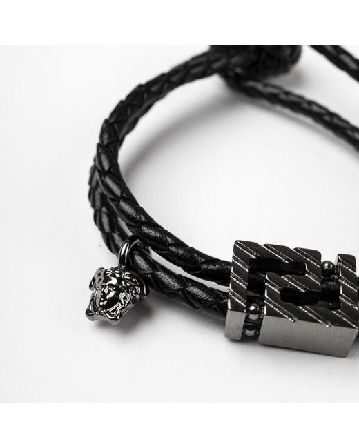 Mens Jewellery Bracelets Versace Leather Greca-print Neck Strapped Phone Cover in Black for Men 