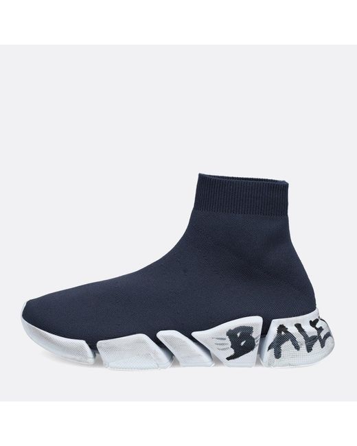 Balenciaga Stone Speed 2.0 Graffiti Knit Trainers in Blue for Men | Lyst UK