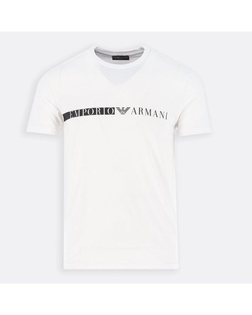 Emporio Armani & Black Chest Logo Loungewear T-shirt in White for Men ...