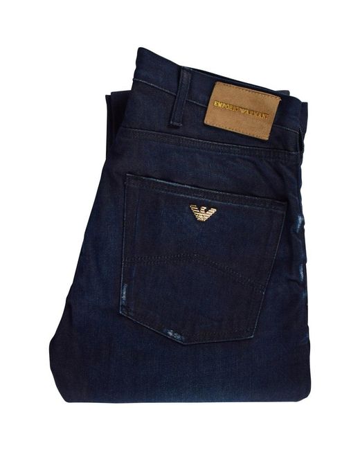 Emporio Armani Dark Blue J45 Regular Fit Jeans for Men | Lyst