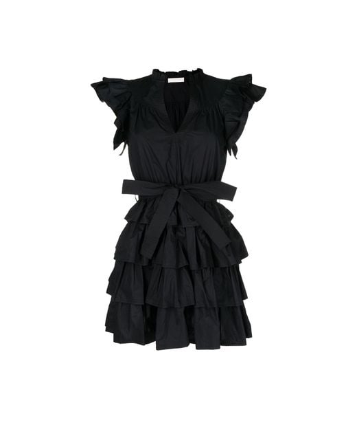 Ulla Johnson Black Lulua Tie Waist Mini Dress | Lyst UK