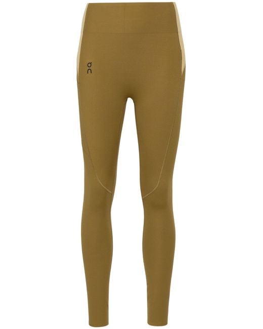 On Shoes Natural Logo Print Panelled Performance leggings - Women's - Recycled Polyester/elastane
