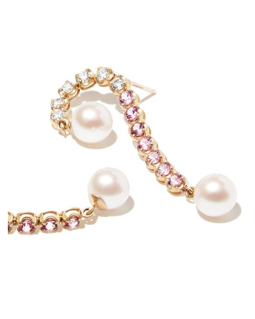 Mateo White 14k Yellow Diamond And Sapphire Drop Earrings - Women's - 14kt Yellow /diamond/freshwater Pearl