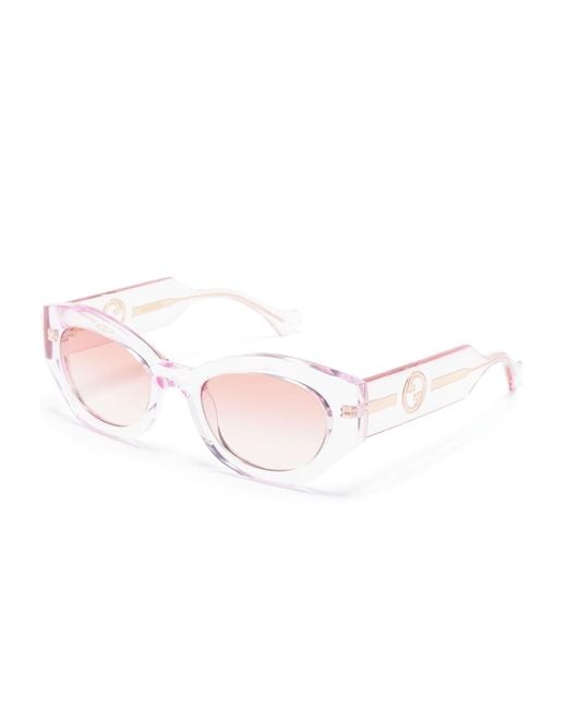 Gucci Pink Interlocking G Oval-frame Sunglasses - Women's - Acetate