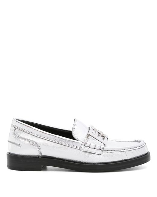 Fendi White -tone Baguette Leather Loafers - Women's - Calf Leather/rubber for men