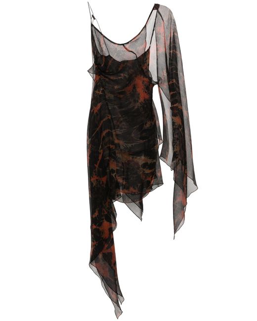 KNWLS Black Fuel Asymmetric Silk Dress
