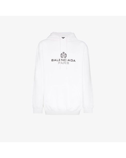 Balenciaga Logo Paris Hoodie in White for Men | Lyst Australia
