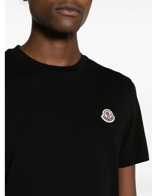 Moncler Black Logo-appliqué Cotton T-shirts Set for men