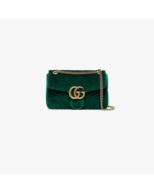 Gucci Green Marmont Velvet Shoulder Bag