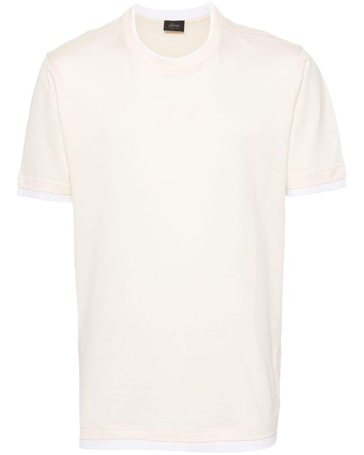 Brioni White Neutral Logo-embroidered Layered T-shirt - Men's - Cotton for men