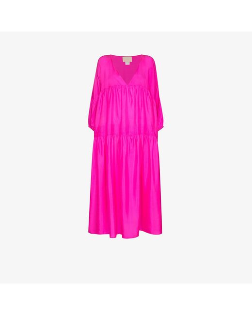 Anaak Pink Airi Tiered Silk Maxi Dress