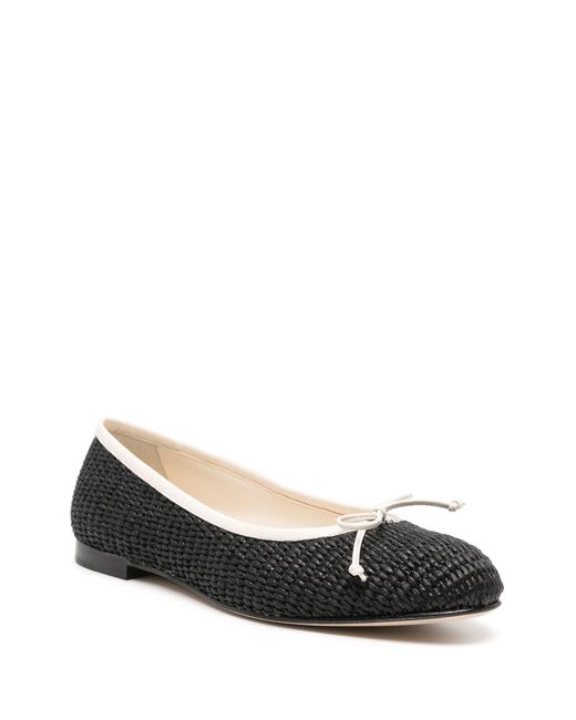 Manolo Blahnik Black Woven Ribbon Detail Ballerina Shoes - Women's - Fabric/calf Leather/raffia/calf Leather