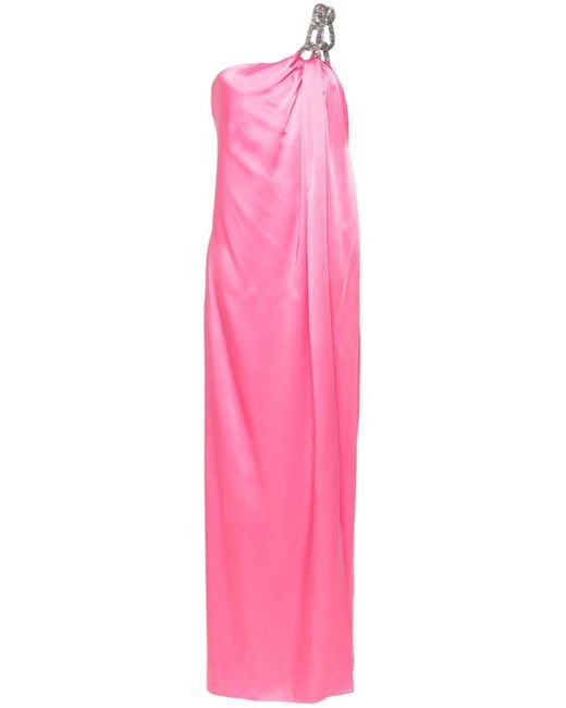 Stella McCartney Pink Falabella One Shoulder Satin Dress
