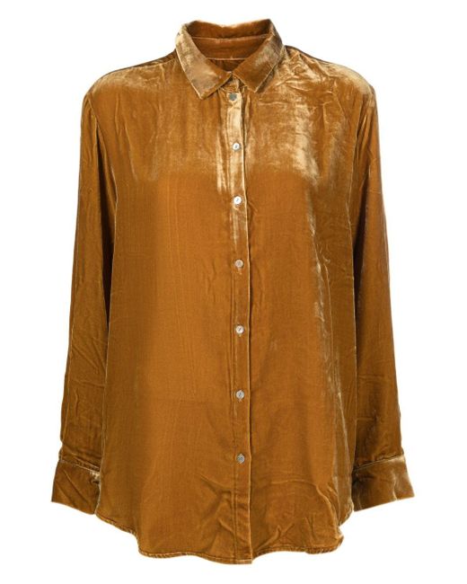 Asceno Brown -tone Velvet Pyjama Top - Women's - Viscose/silk